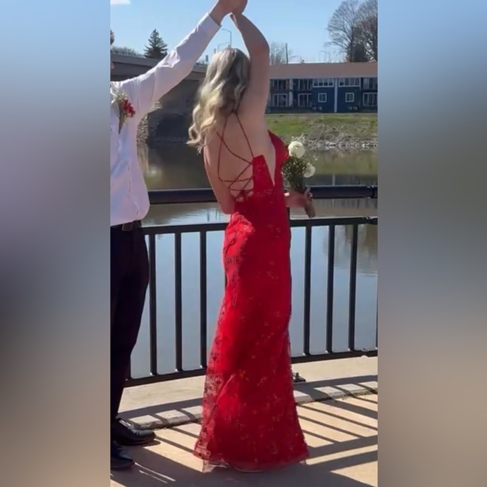 SOLD Amarra Red Prom Dress - Picture 3 of 13